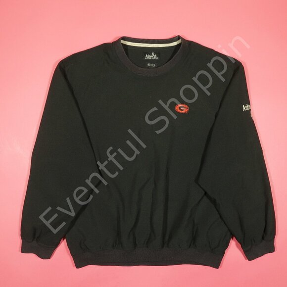 Ashworth Georgia Bulldogs Pullover Mens L Black Golf Shell Jacket Crewneck - Picture 2 of 7